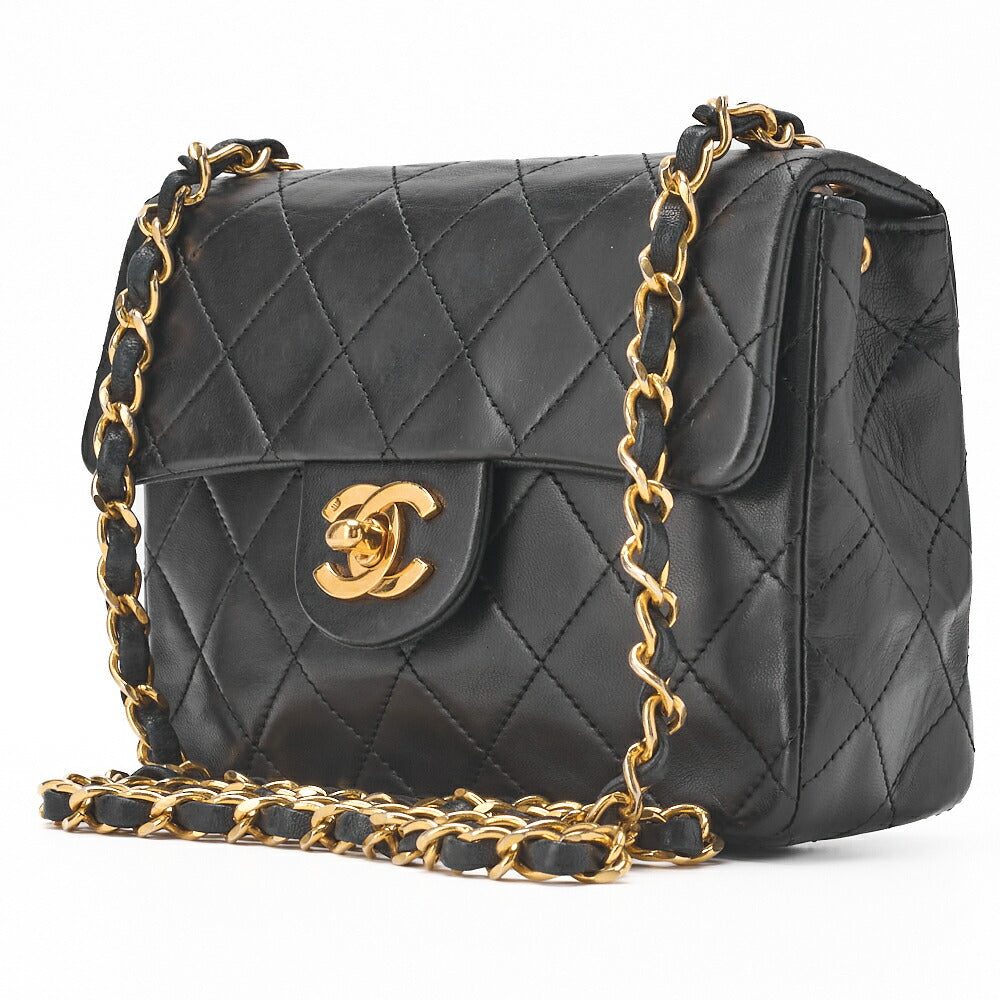 CHANEL Chain Shoulder Bag Mini Matelasse Lambskin Black Gold-Tone Hardware Pre-Owned - Vintage La Charme