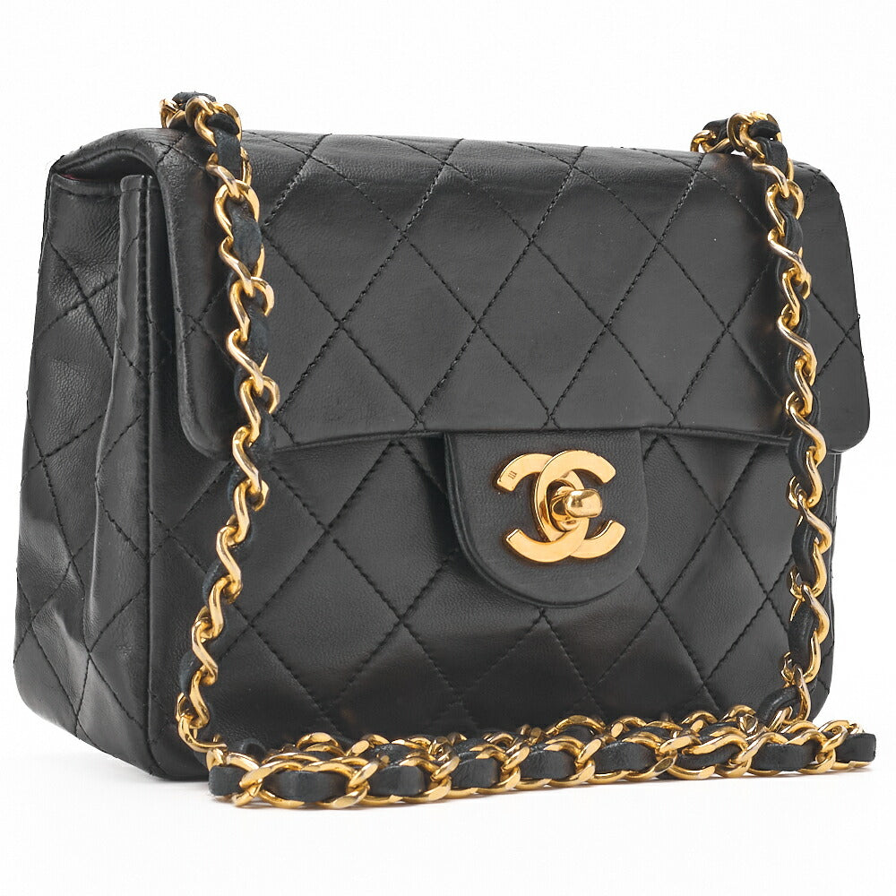 CHANEL Chain Shoulder Bag Mini Matelasse Lambskin Black Gold-Tone Hardware Pre-Owned - Vintage La Charme