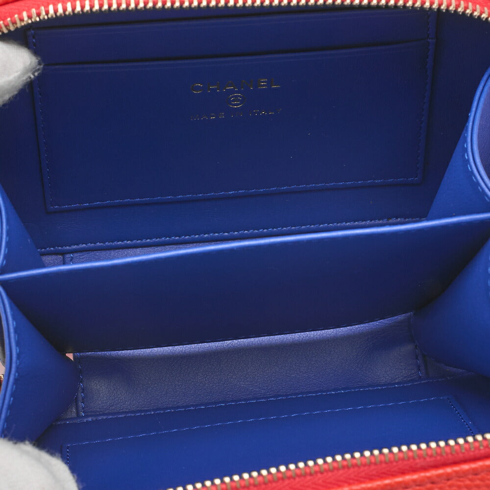 CHANEL Shoulder Bag Coco Mark CC Filigree Mini Caviar Skin Red Gold-Tone Hardware Pre-Owned - Vintage La Charme