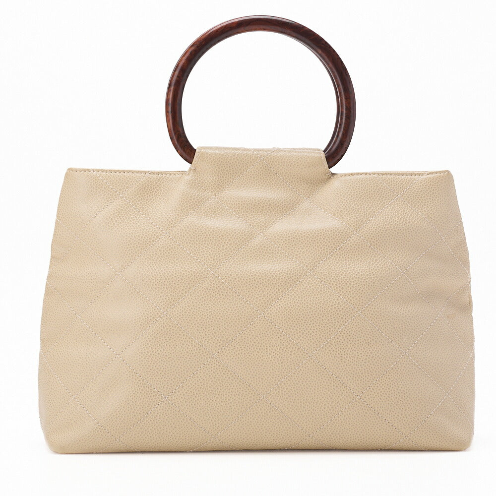 CHANEL Handbag Matelasse Coco Mark Wood Pattern Caviar Skin Beige Gold-Tone Hardware Pre-Owned - Vintage La Charme