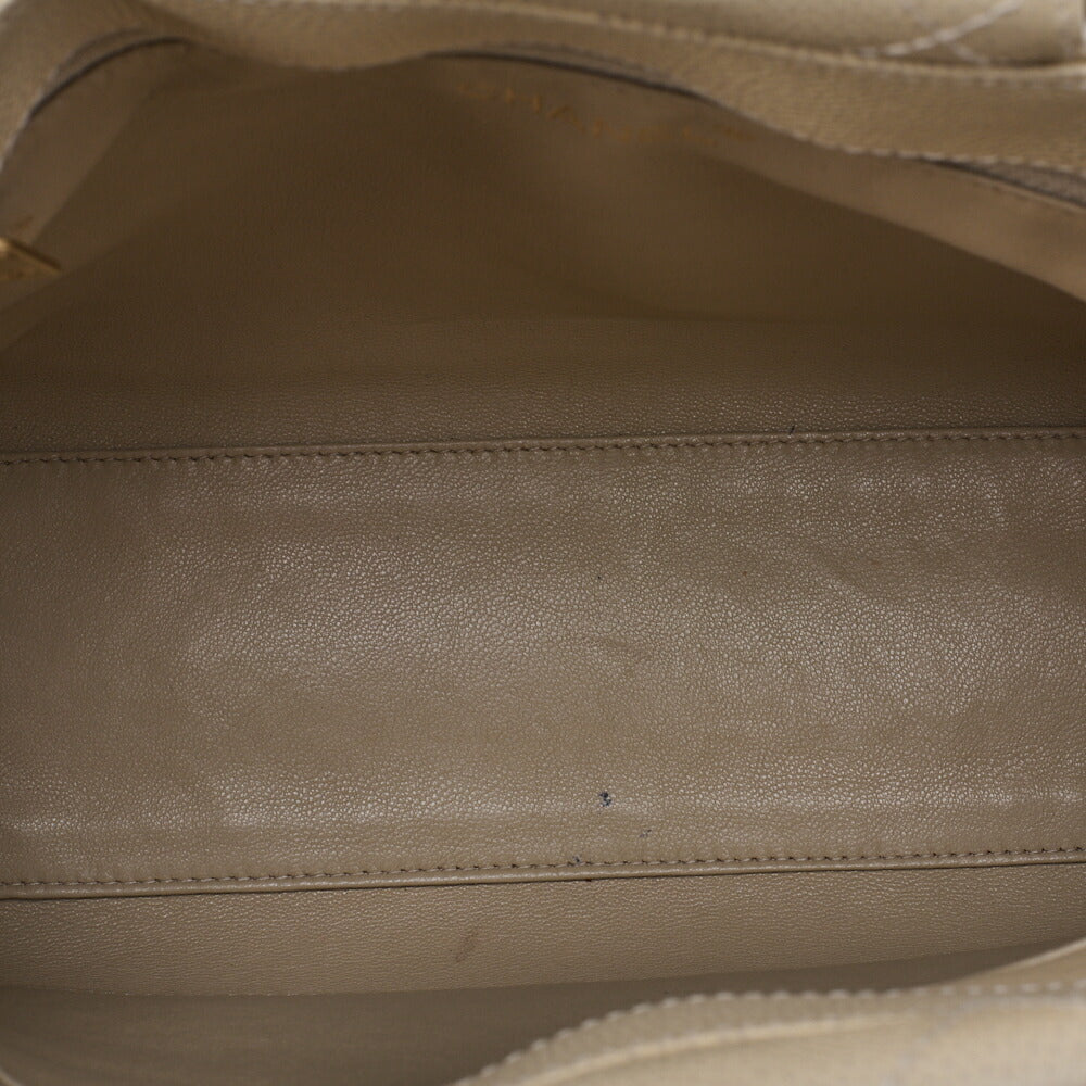 CHANEL Handbag Matelasse Coco Mark Wood Pattern Caviar Skin Beige Gold-Tone Hardware Pre-Owned - Vintage La Charme
