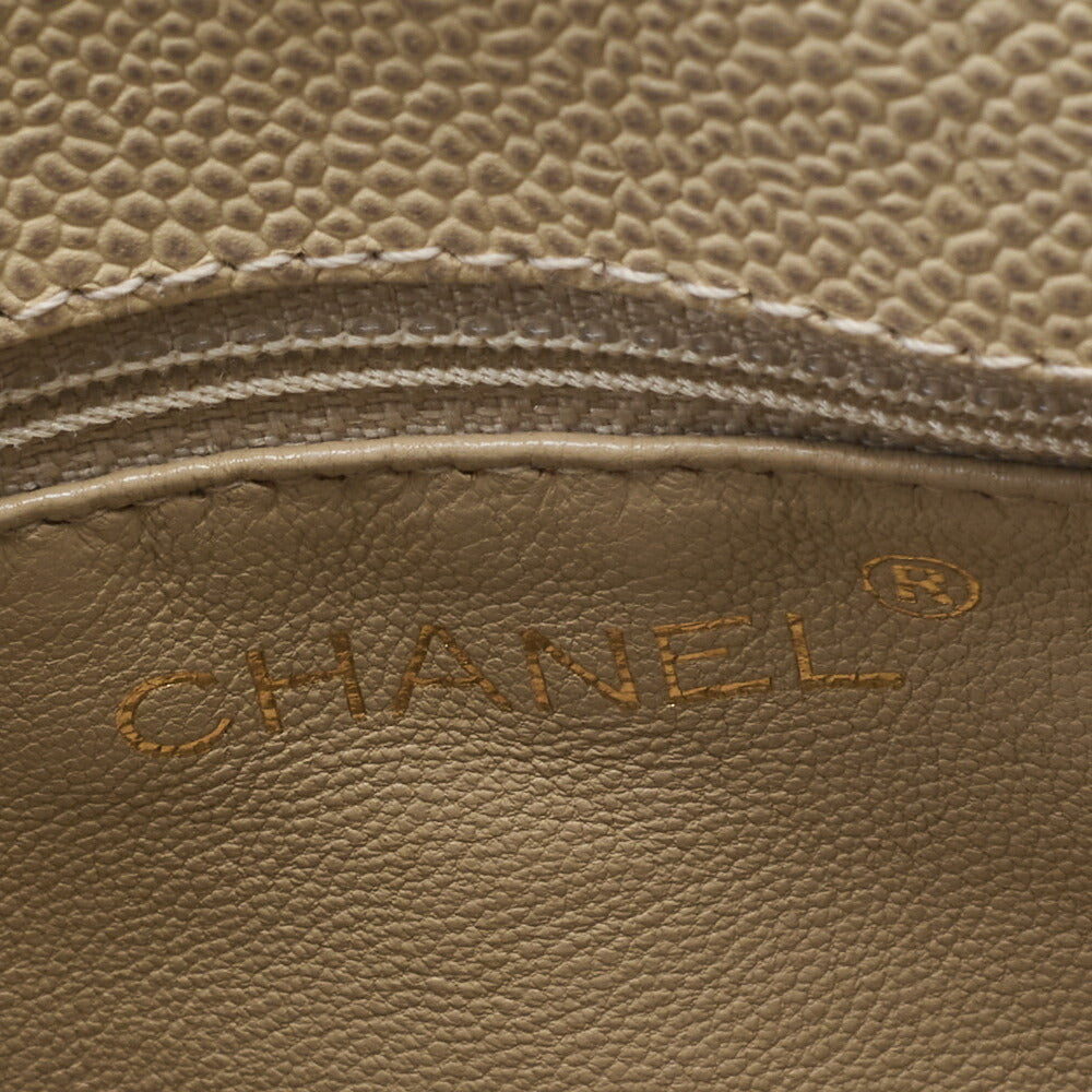 CHANEL Handbag Matelasse Coco Mark Wood Pattern Caviar Skin Beige Gold-Tone Hardware Pre-Owned - Vintage La Charme