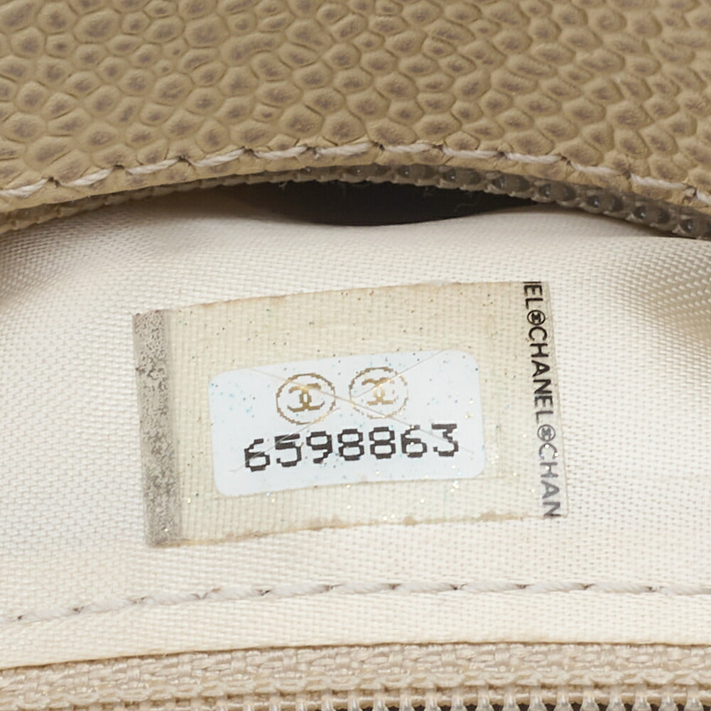 CHANEL Handbag Matelasse Coco Mark Wood Pattern Caviar Skin Beige Gold-Tone Hardware Pre-Owned - Vintage La Charme