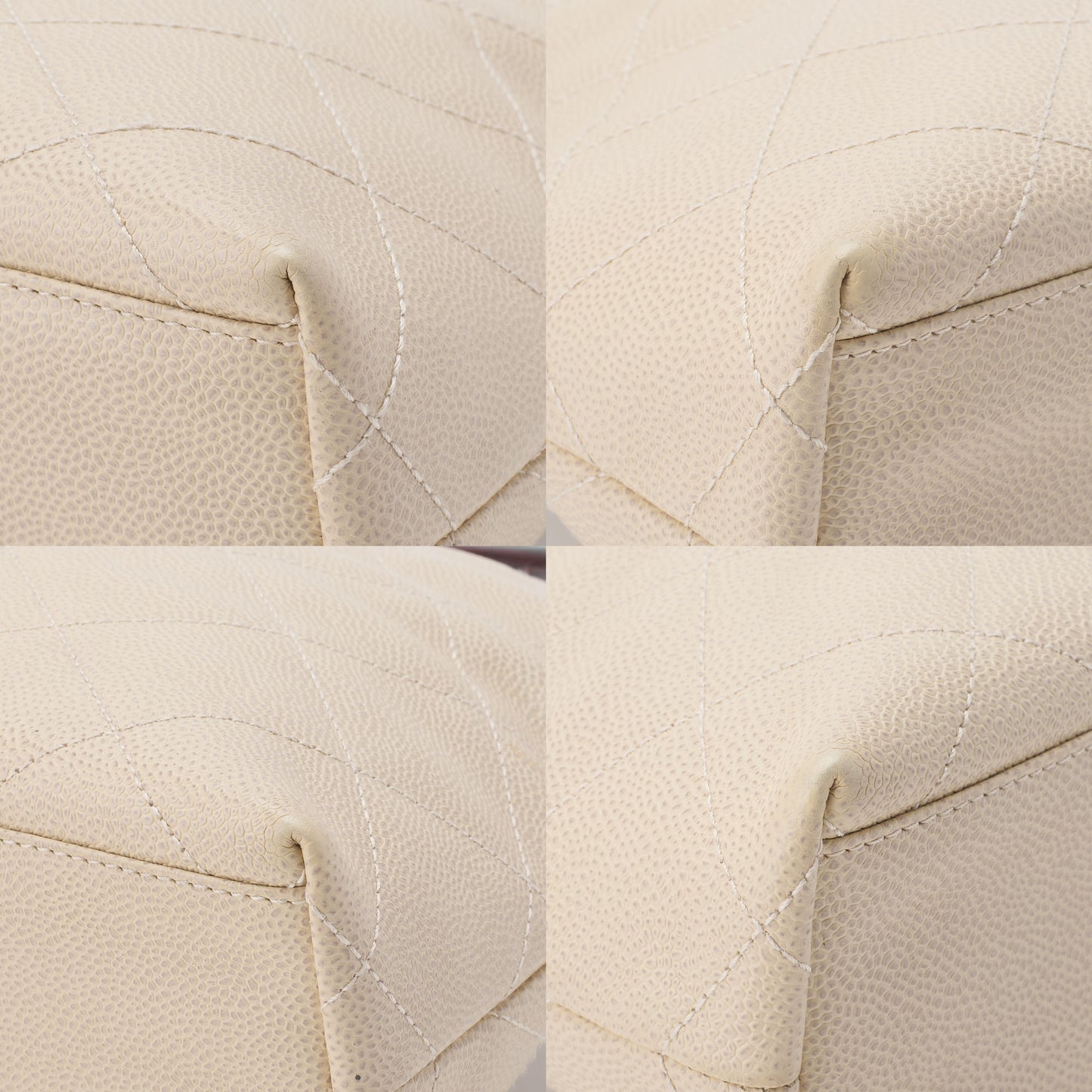 CHANEL Handbag Matelasse Coco Mark Wood Pattern Caviar Skin Beige Gold-Tone Hardware Pre-Owned - Vintage La Charme