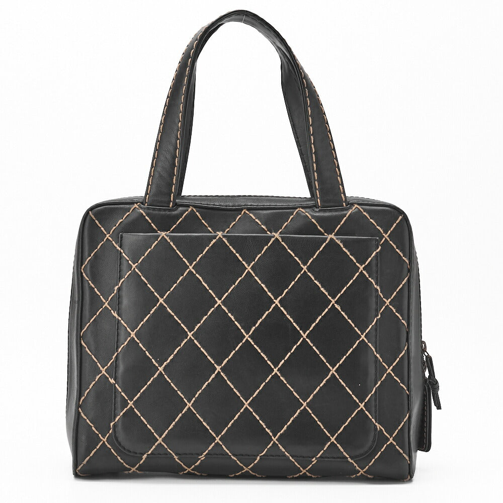 CHANEL Tote Bag, Coco Mark Wild Stitch, Calfskin, Black, Silver-Tone Hardware, Pre-Owned - Vintage La Charme
