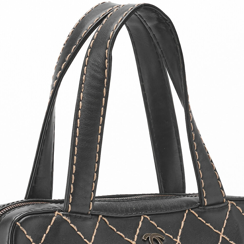 CHANEL Tote Bag, Coco Mark Wild Stitch, Calfskin, Black, Silver-Tone Hardware, Pre-Owned - Vintage La Charme