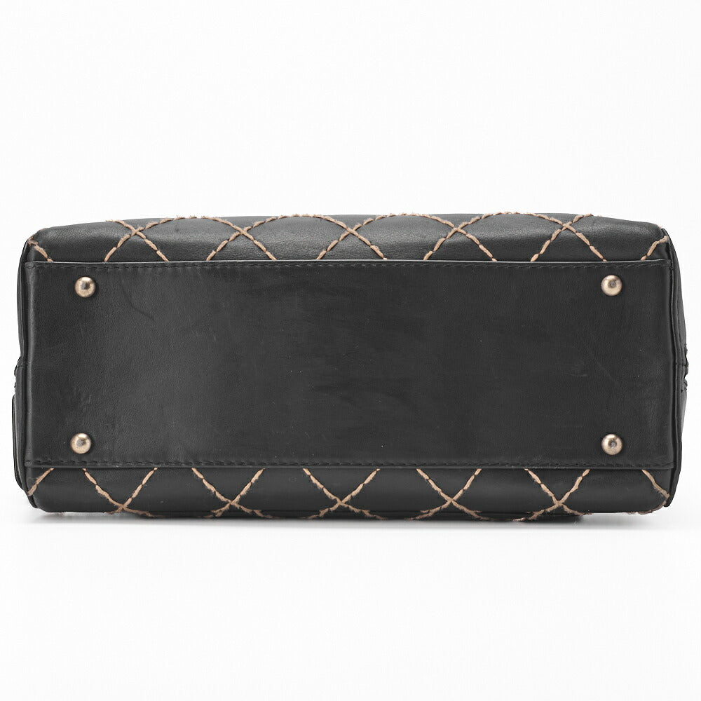CHANEL Tote Bag, Coco Mark Wild Stitch, Calfskin, Black, Silver-Tone Hardware, Pre-Owned - Vintage La Charme