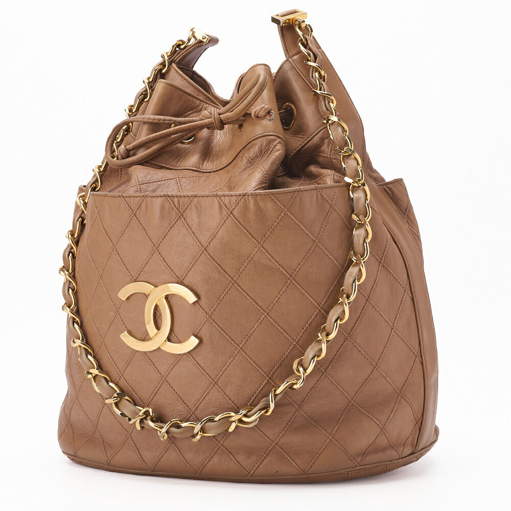 Chanel Shoulder Bag Bikorore Coco Charm Lambskin Beige Gold-Tone Hardware Pre-Owned - Vintage La Charme