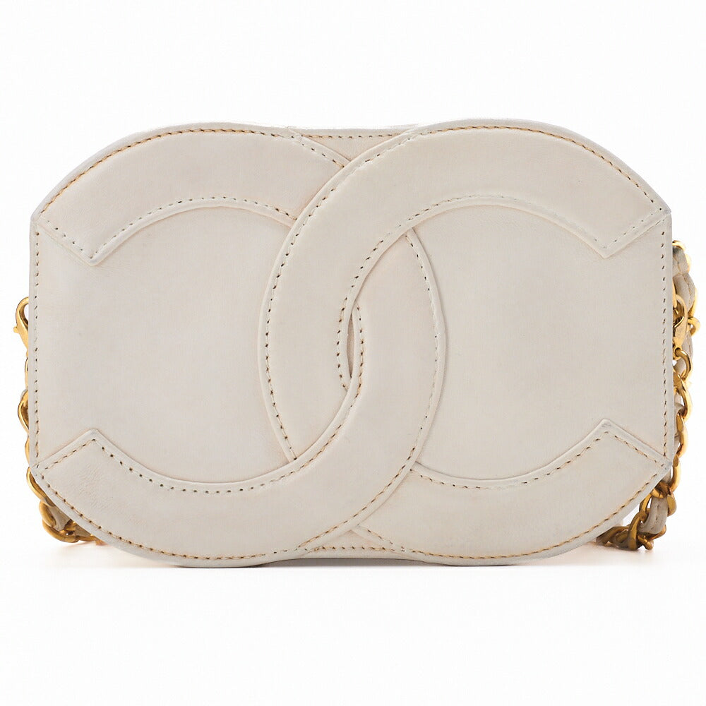 CHANEL Shoulder Bag, Coco Mark Fringe, Lambskin, White, Gold-Tone Hardware, Pre-Owned - Vintage La Charme