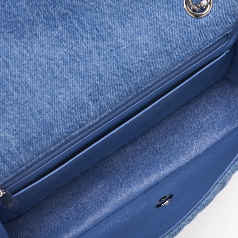 CHANEL Shoulder Bag Matelasse Denim Blue Single Flap Turn Lock Silver-Tone Hardware Pre-Owned - Vintage La Charme