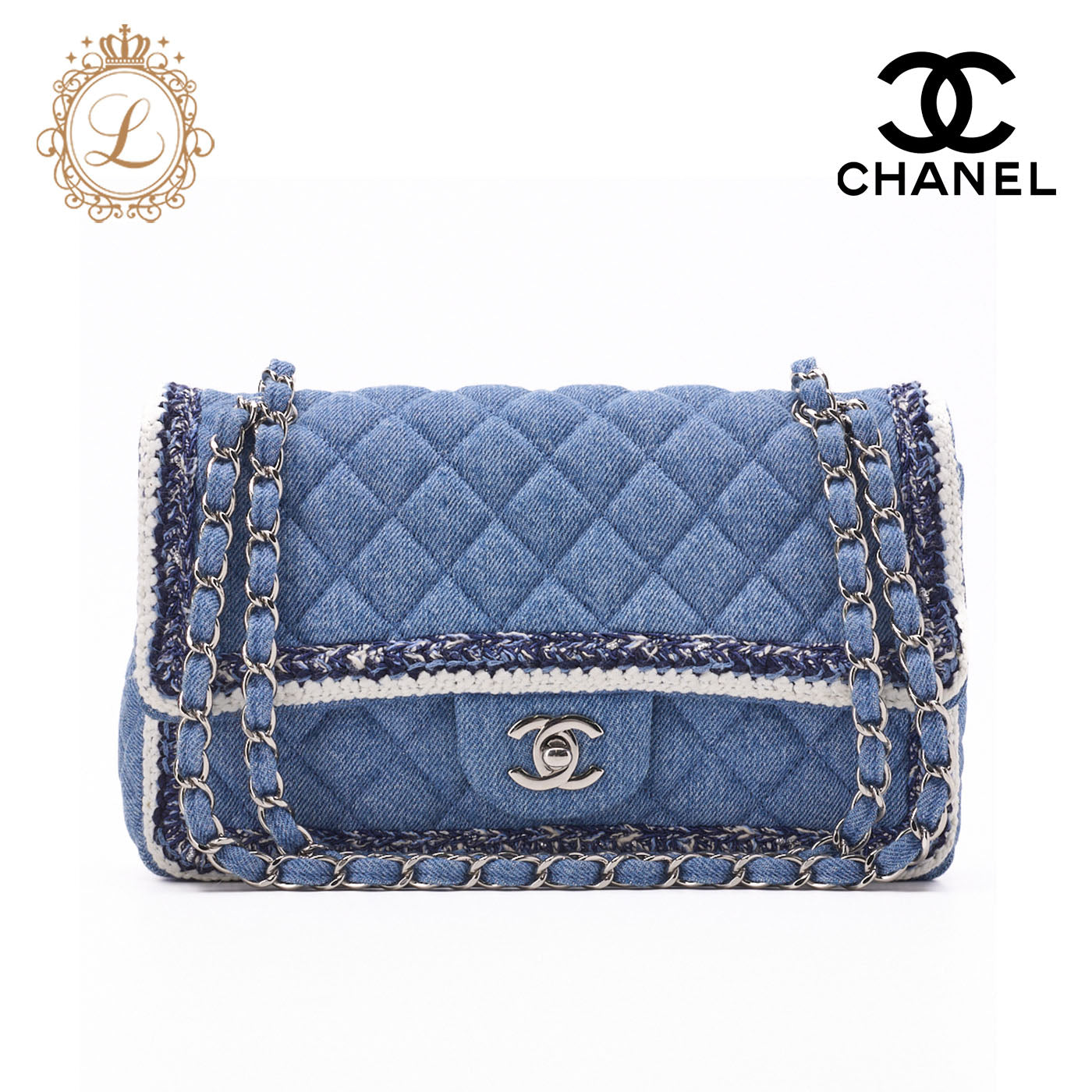 CHANEL Shoulder Bag Matelasse Denim Blue Single Flap Turn Lock Silver-Tone Hardware Pre-Owned - Vintage La Charme