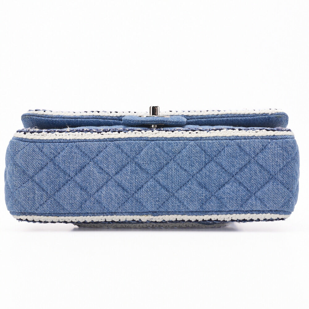 CHANEL Shoulder Bag Matelasse Denim Blue Single Flap Turn Lock Silver-Tone Hardware Pre-Owned - Vintage La Charme