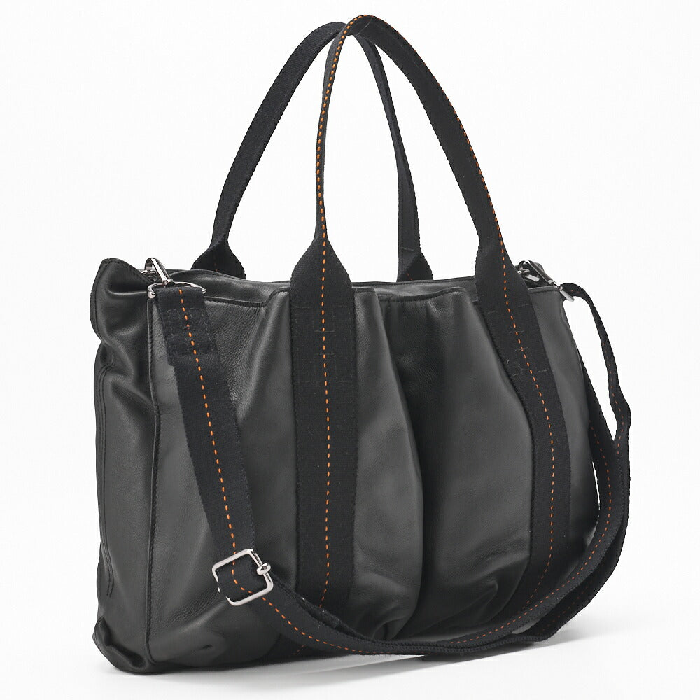 HERMES Caravan Horizontal MM 2WAY Tote Bag Vodelma Black Silver-Tone Hardware Pre-Owned - Vintage La Charme