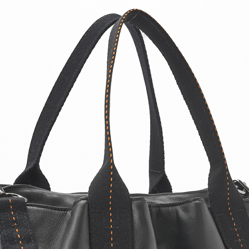 HERMES Caravan Horizontal MM 2WAY Tote Bag Vodelma Black Silver-Tone Hardware Pre-Owned - Vintage La Charme