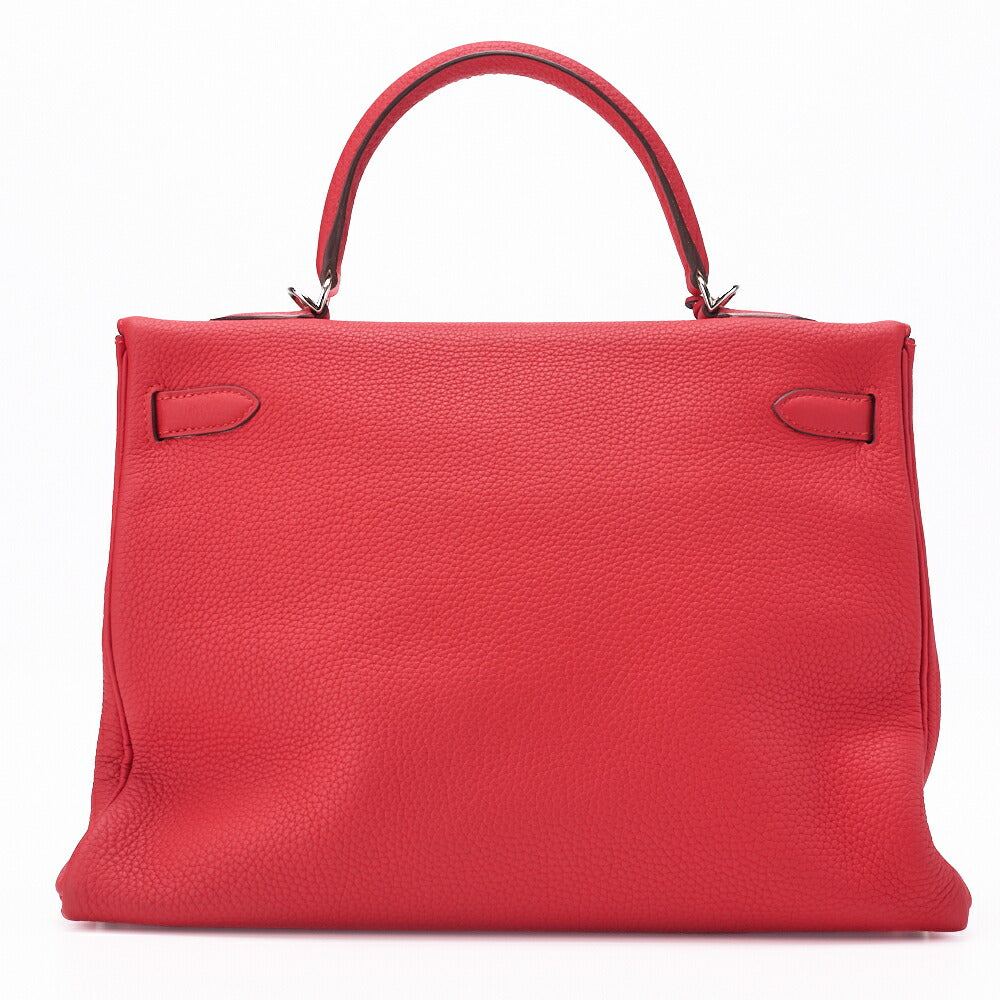 HERMES Kelly 35 2WAY Handbag Tryon Clemence Bougainvillea Silver-Tone Hardware Pre-Owned - Vintage La Charme