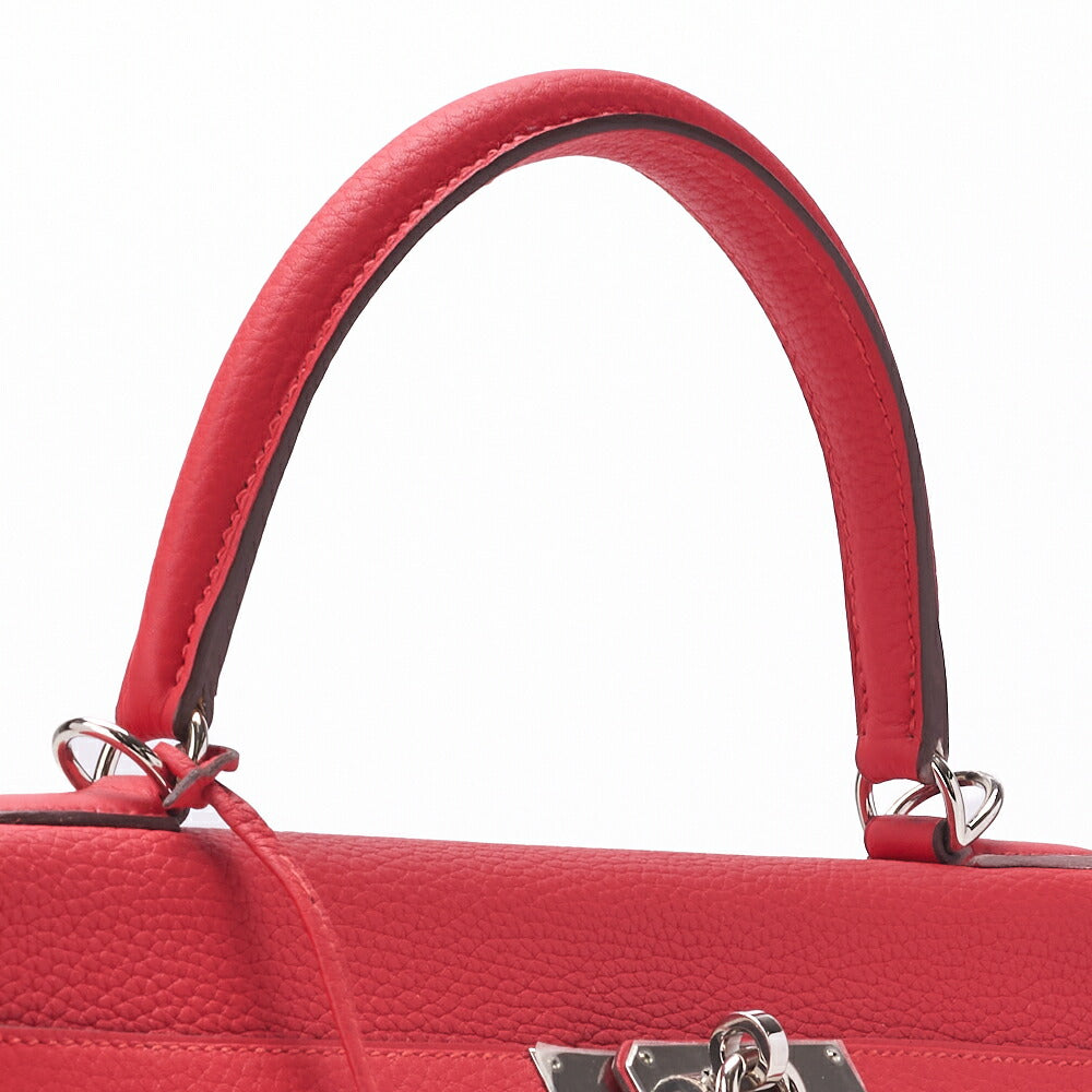 HERMES Kelly 35 2WAY Handbag Tryon Clemence Bougainvillea Silver-Tone Hardware Pre-Owned - Vintage La Charme