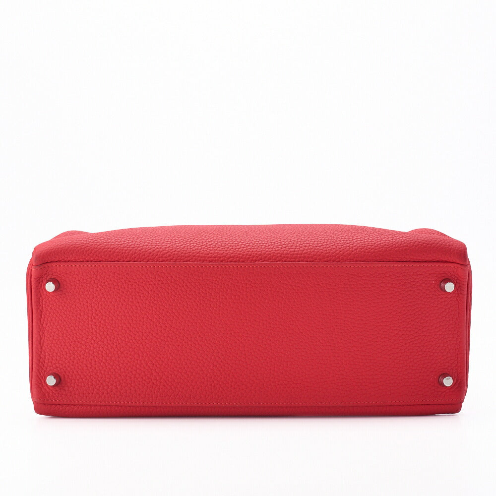 HERMES Kelly 35 2WAY Handbag Tryon Clemence Bougainvillea Silver-Tone Hardware Pre-Owned - Vintage La Charme