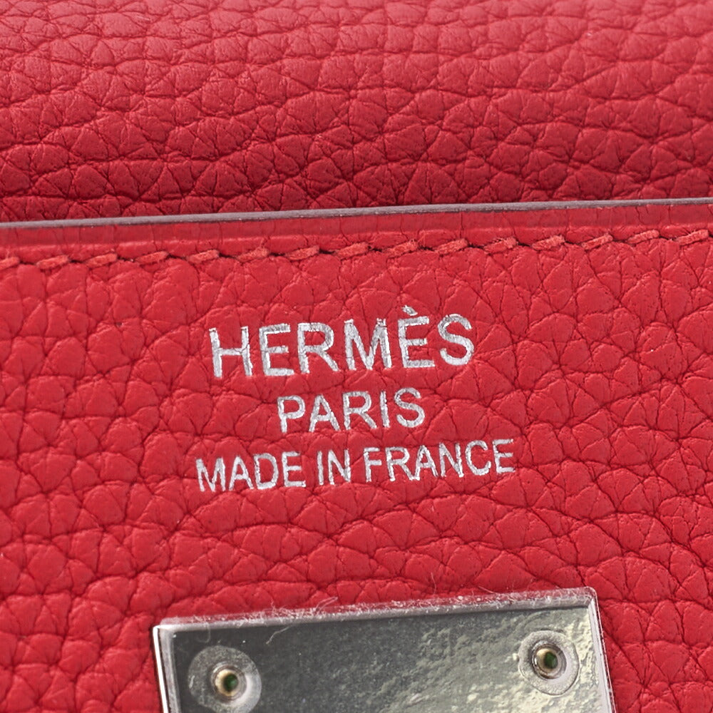 HERMES Kelly 35 2WAY Handbag Tryon Clemence Bougainvillea Silver-Tone Hardware Pre-Owned - Vintage La Charme