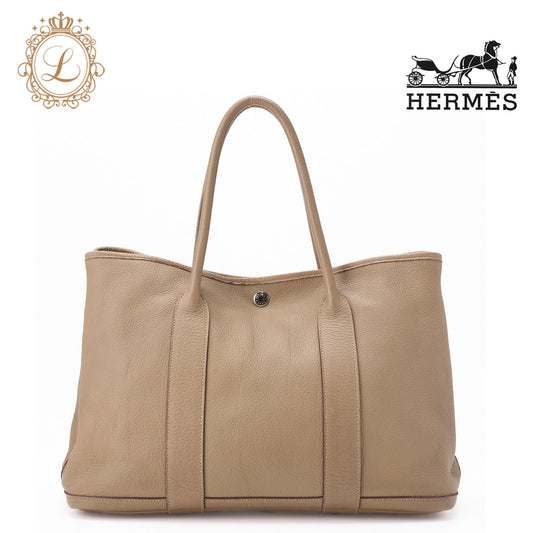 HERMES Garden Party PM Tote Bag Negonda Tabac Camel Silver-Tone Hardware Pre-Owned - Vintage La Charme