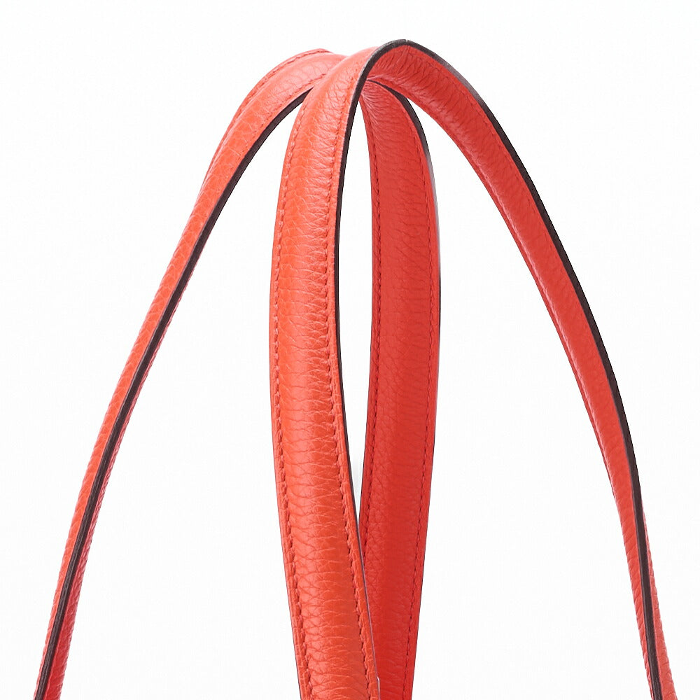 HERMES Victoria 35 Tote Bag Tryon Clemence Rouge Pivoine Silver-Tone Hardware Pre-Owned - Vintage La Charme