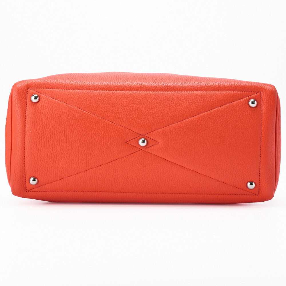 HERMES Victoria 35 Tote Bag Tryon Clemence Rouge Pivoine Silver-Tone Hardware Pre-Owned - Vintage La Charme