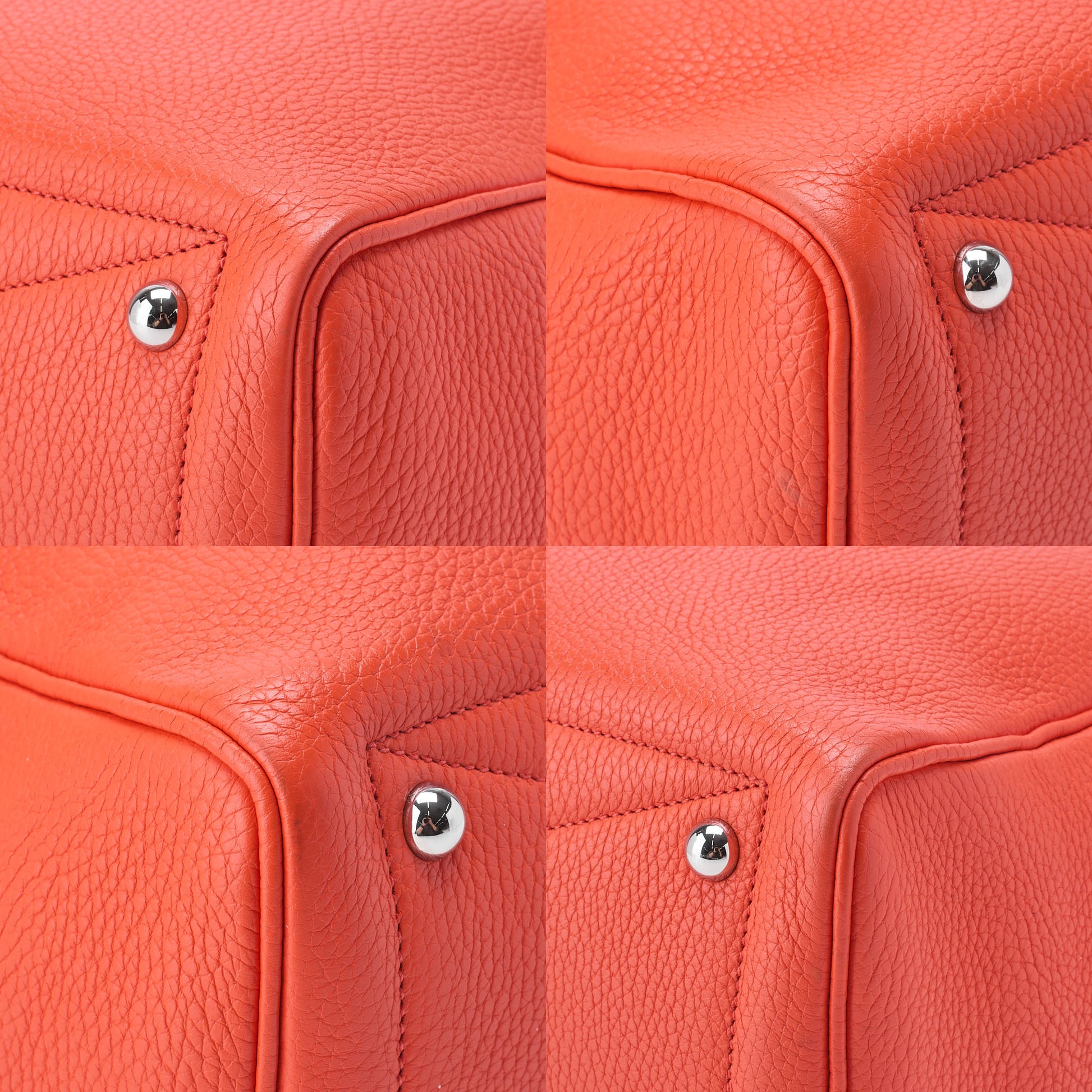 HERMES Victoria 35 Tote Bag Tryon Clemence Rouge Pivoine Silver-Tone Hardware Pre-Owned - Vintage La Charme