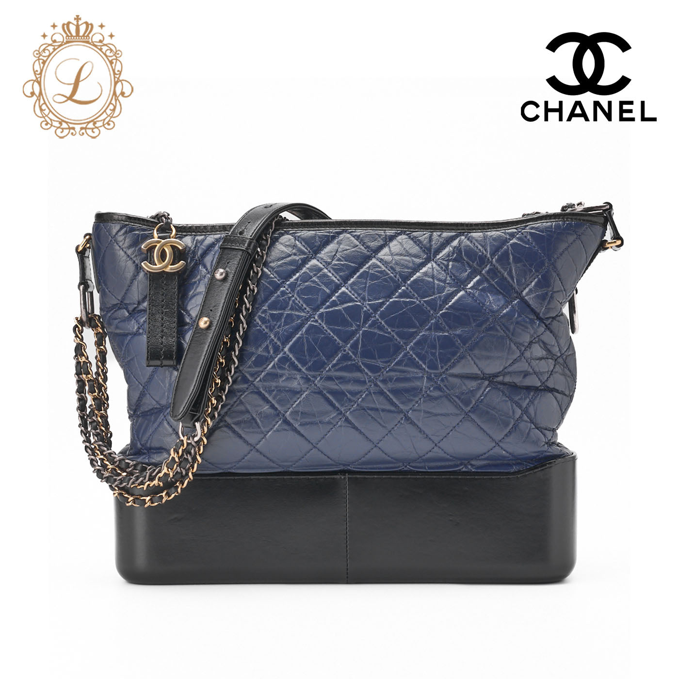 CHANEL Chain Shoulder Bag Matelasse Canvas Black Gold-Tone Hardware Pre-Owned - Vintage La Charme