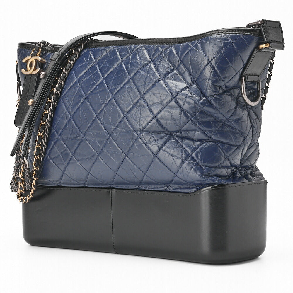 CHANEL Chain Shoulder Bag Matelasse Canvas Black Gold-Tone Hardware Pre-Owned - Vintage La Charme