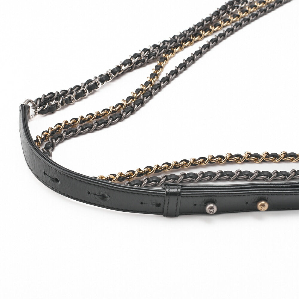 CHANEL Chain Shoulder Bag Matelasse Canvas Black Gold-Tone Hardware Pre-Owned - Vintage La Charme