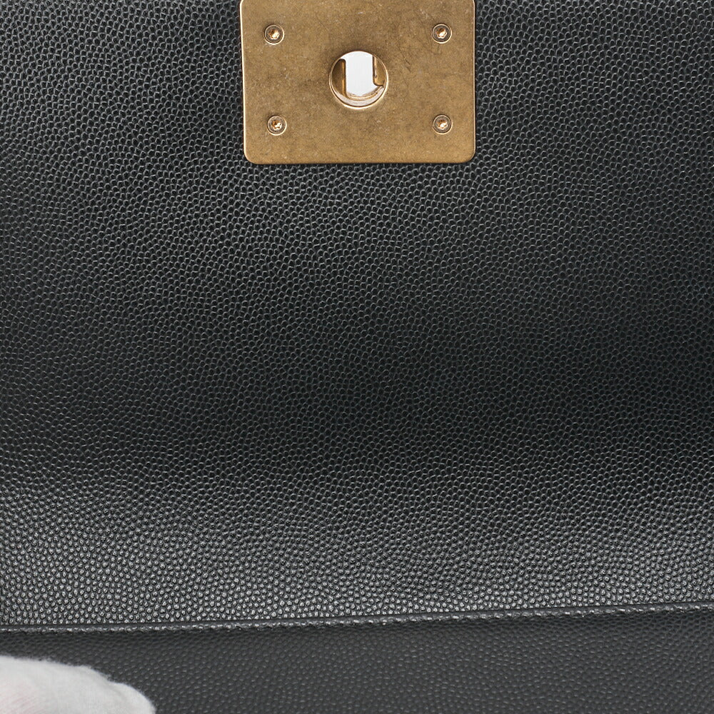 CHANEL Boy Chanel Matelasse Chain Shoulder Bag Caviar Skin Black Gold-Tone Hardware Pre-Owned - Vintage La Charme