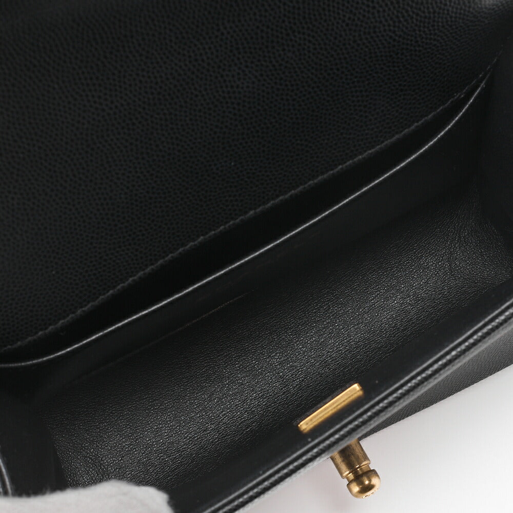 CHANEL Boy Chanel Matelasse Chain Shoulder Bag Caviar Skin Black Gold-Tone Hardware Pre-Owned - Vintage La Charme