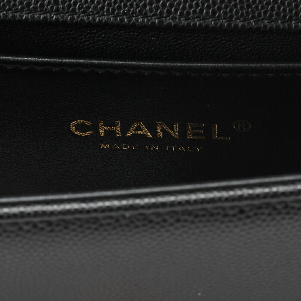 CHANEL Boy Chanel Matelasse Chain Shoulder Bag Caviar Skin Black Gold-Tone Hardware Pre-Owned - Vintage La Charme