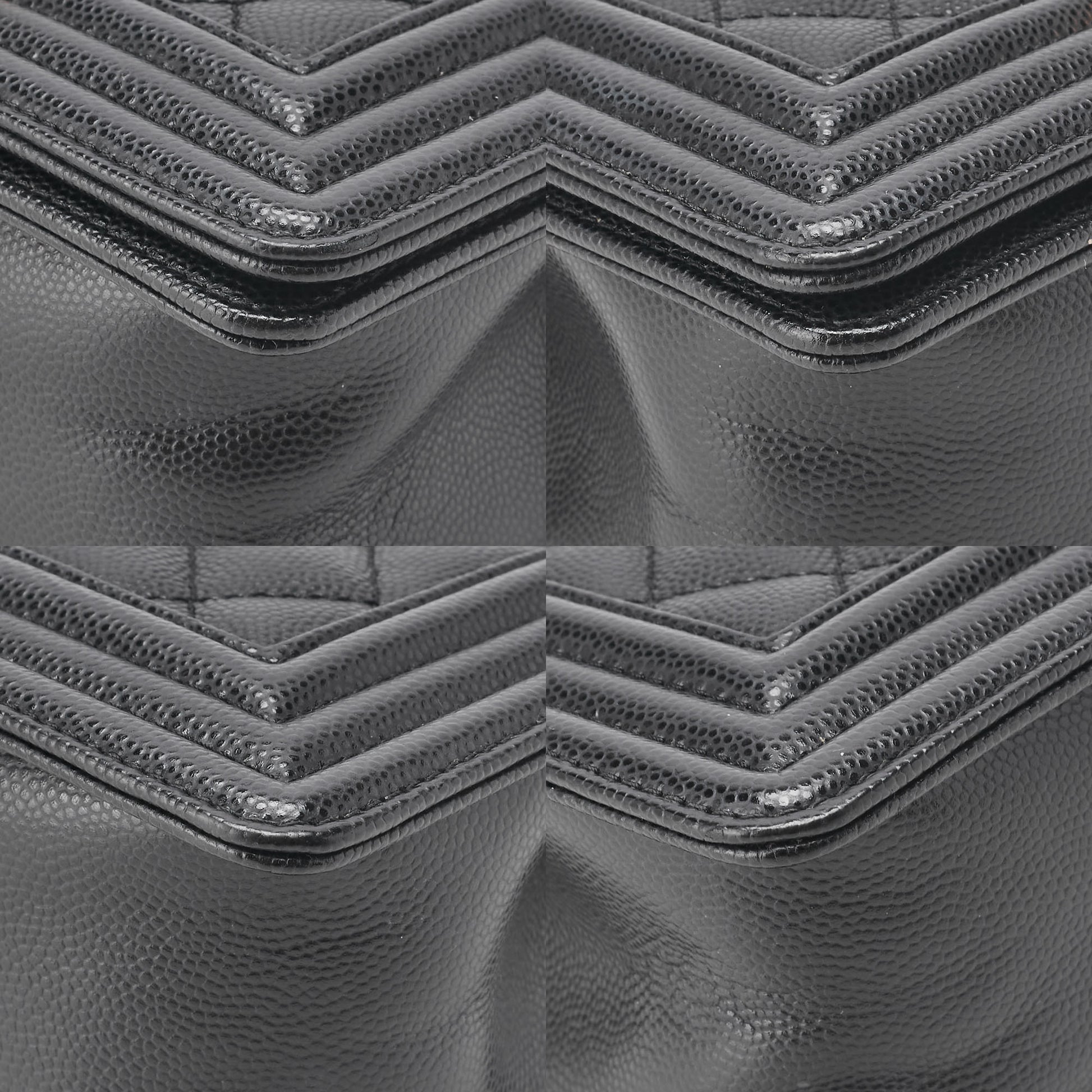 CHANEL Boy Chanel Matelasse Chain Shoulder Bag Caviar Skin Black Gold-Tone Hardware Pre-Owned - Vintage La Charme