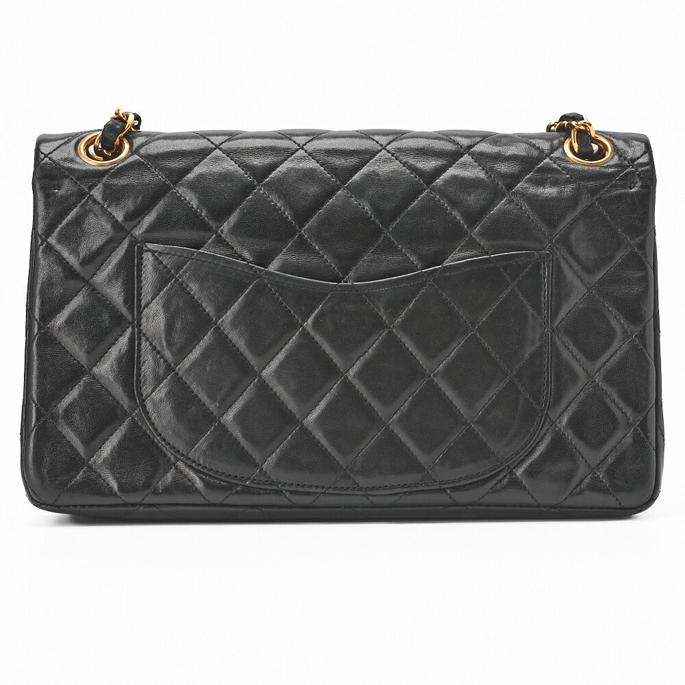Chanel Shoulder Bag Matelasse Double Flap Lambskin Black Gold-Tone Hardware Pre-Owned - Vintage La Charme