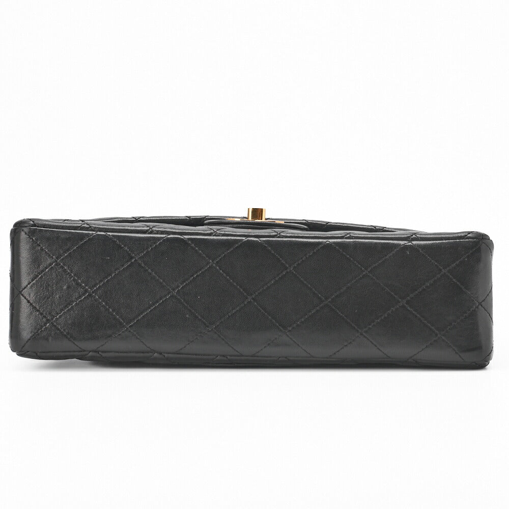 Chanel Shoulder Bag Matelasse Double Flap Lambskin Black Gold-Tone Hardware Pre-Owned - Vintage La Charme