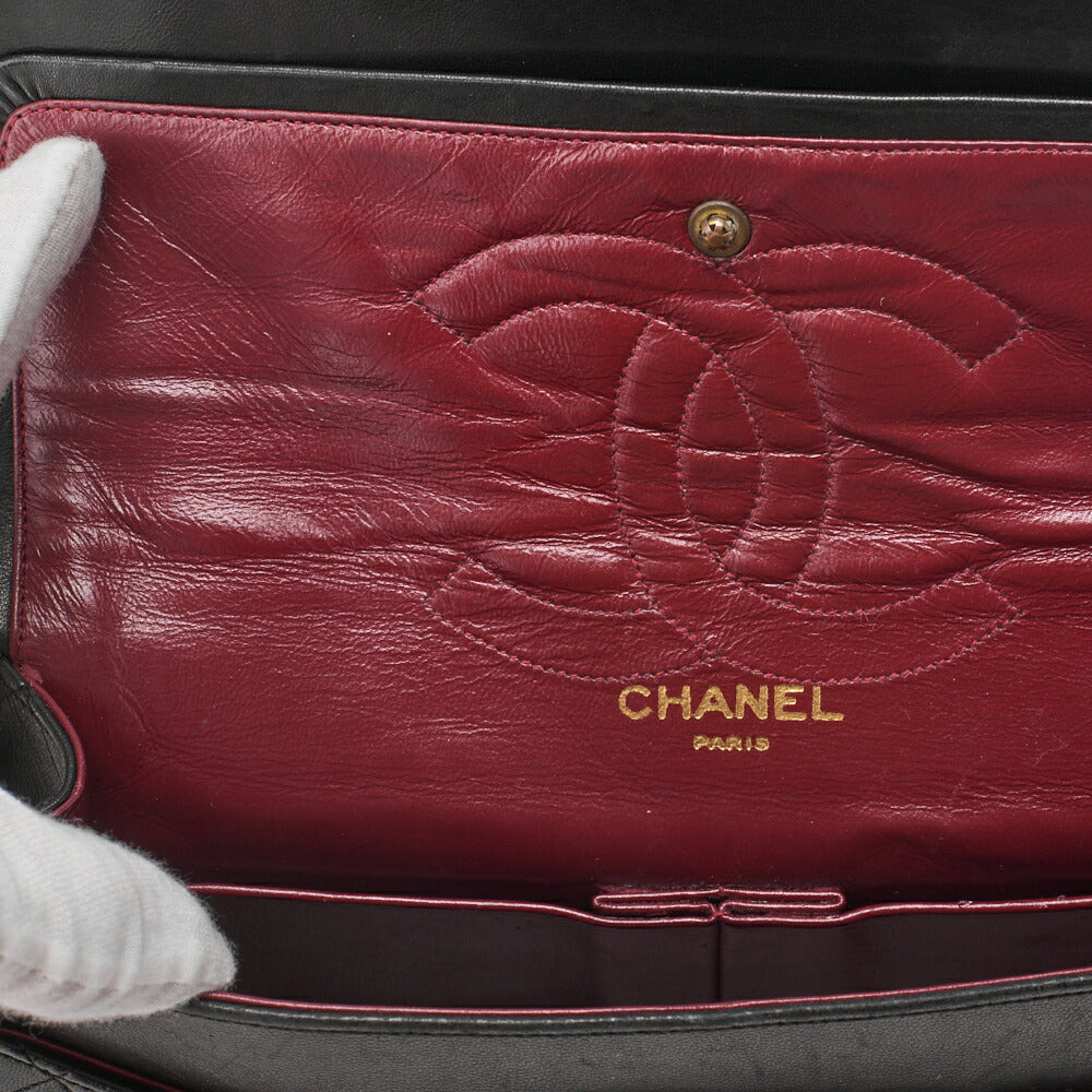 Chanel Shoulder Bag Matelasse Double Flap Lambskin Black Gold-Tone Hardware Pre-Owned - Vintage La Charme