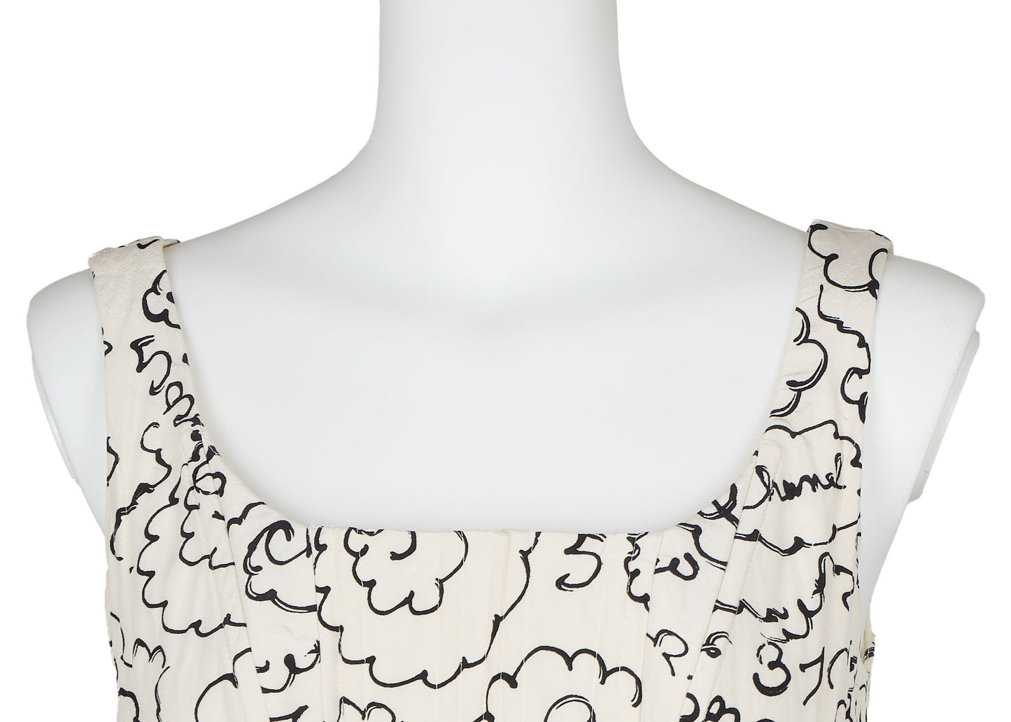 CHANEL Camisole T-Shirt Total Pattern Corset Ivory Fabric Gold-Tone Hardware Pre-Owned - Vintage La Charme