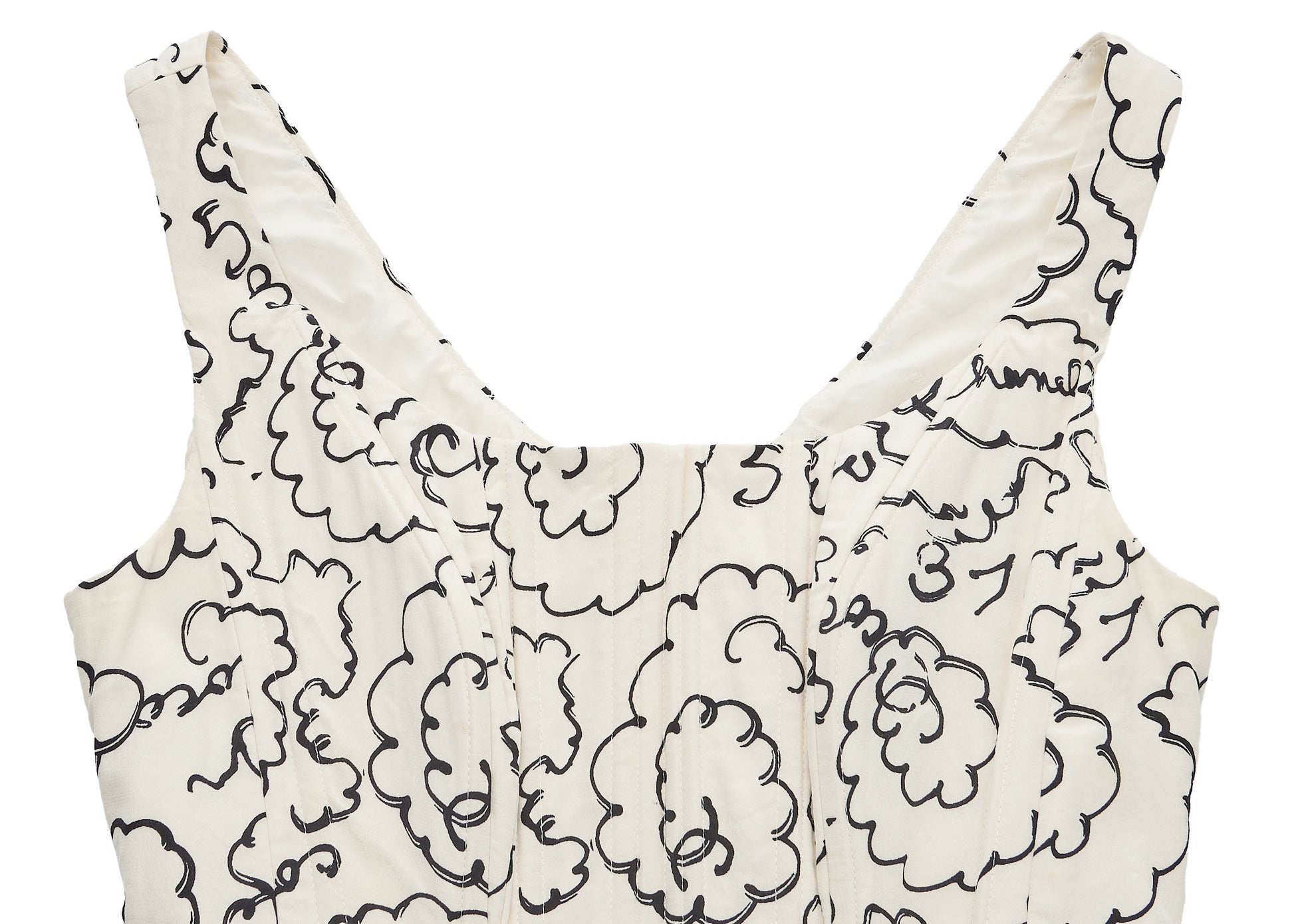 CHANEL Camisole T-Shirt Total Pattern Corset Ivory Fabric Gold-Tone Hardware Pre-Owned - Vintage La Charme