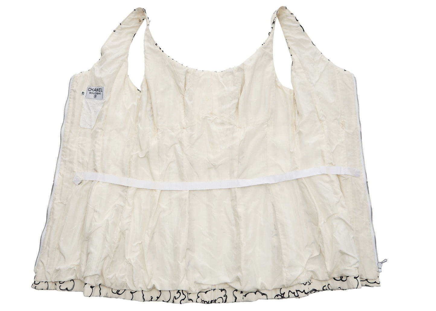 CHANEL Camisole T-Shirt Total Pattern Corset Ivory Fabric Gold-Tone Hardware Pre-Owned - Vintage La Charme
