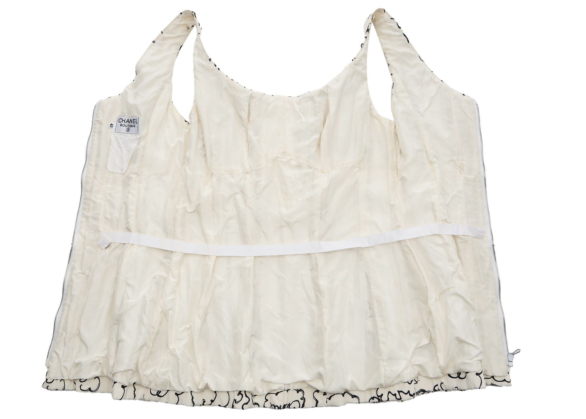 CHANEL Camisole T-Shirt Total Pattern Corset Ivory Fabric Gold-Tone Hardware Pre-Owned - Vintage La Charme