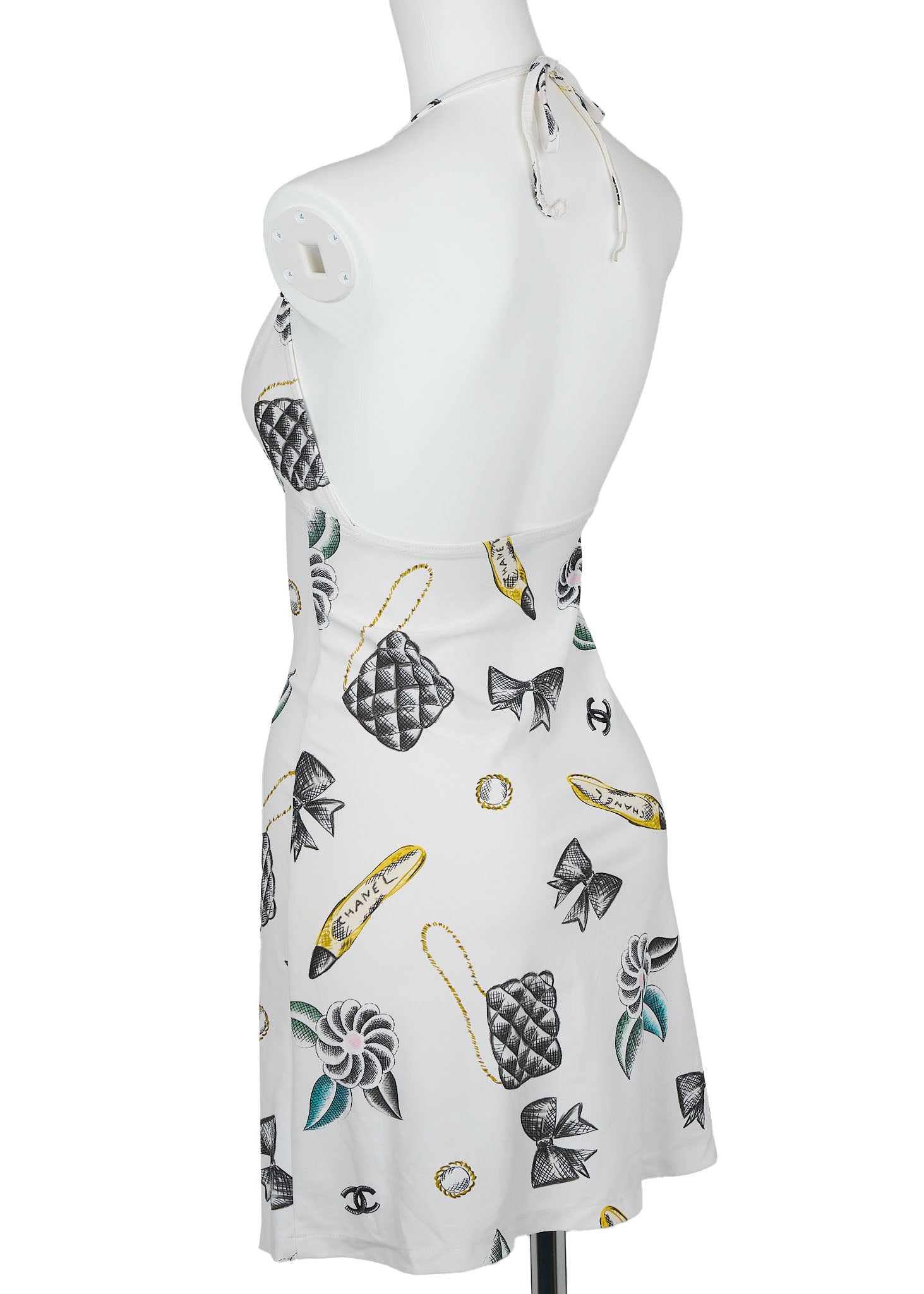 CHANEL Camisole Dress, Coco Mark, Nylon Spandex, White, Gold-Tone Hardware, Pre-Owned - Vintage La Charme