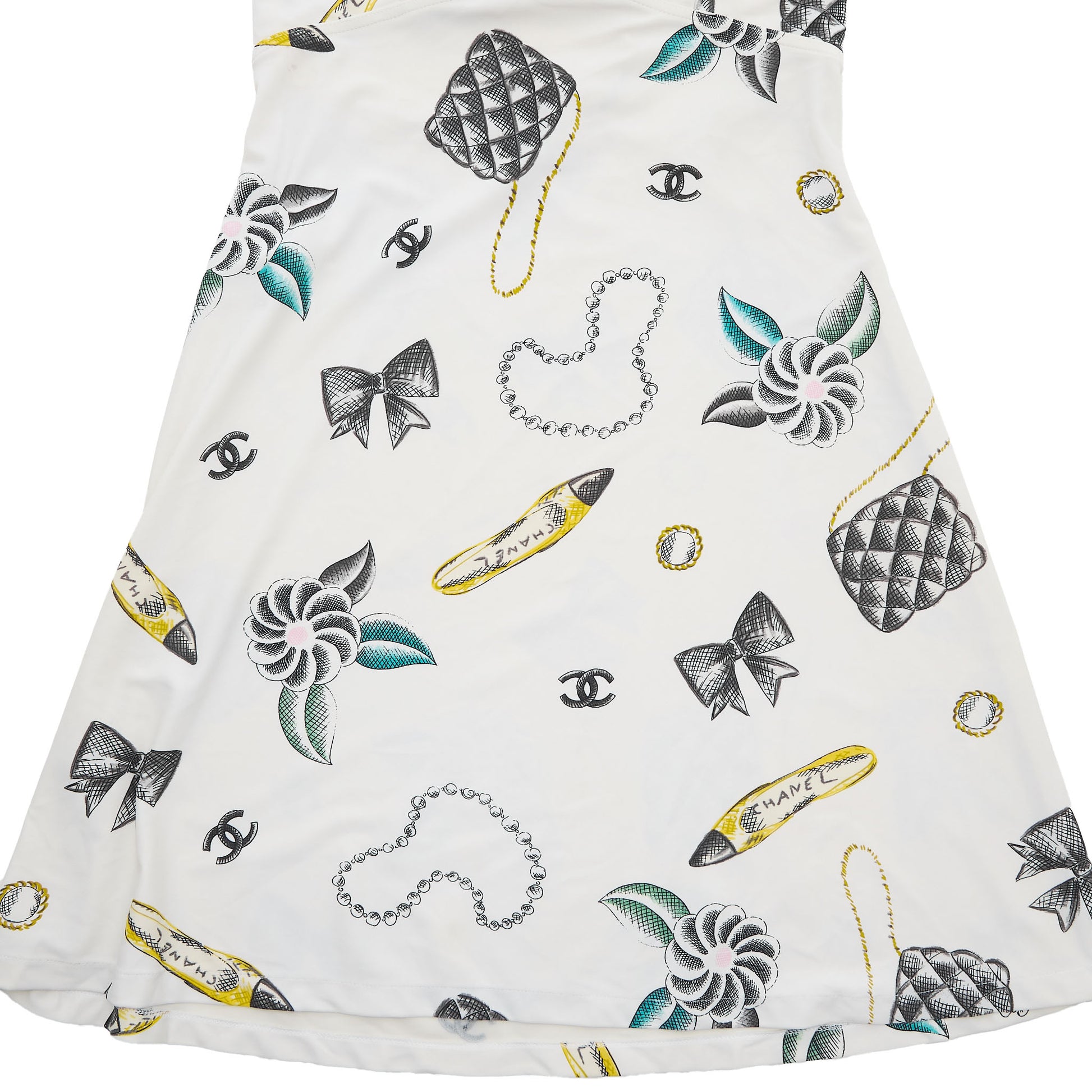 CHANEL Camisole Dress, Coco Mark, Nylon Spandex, White, Gold-Tone Hardware, Pre-Owned - Vintage La Charme