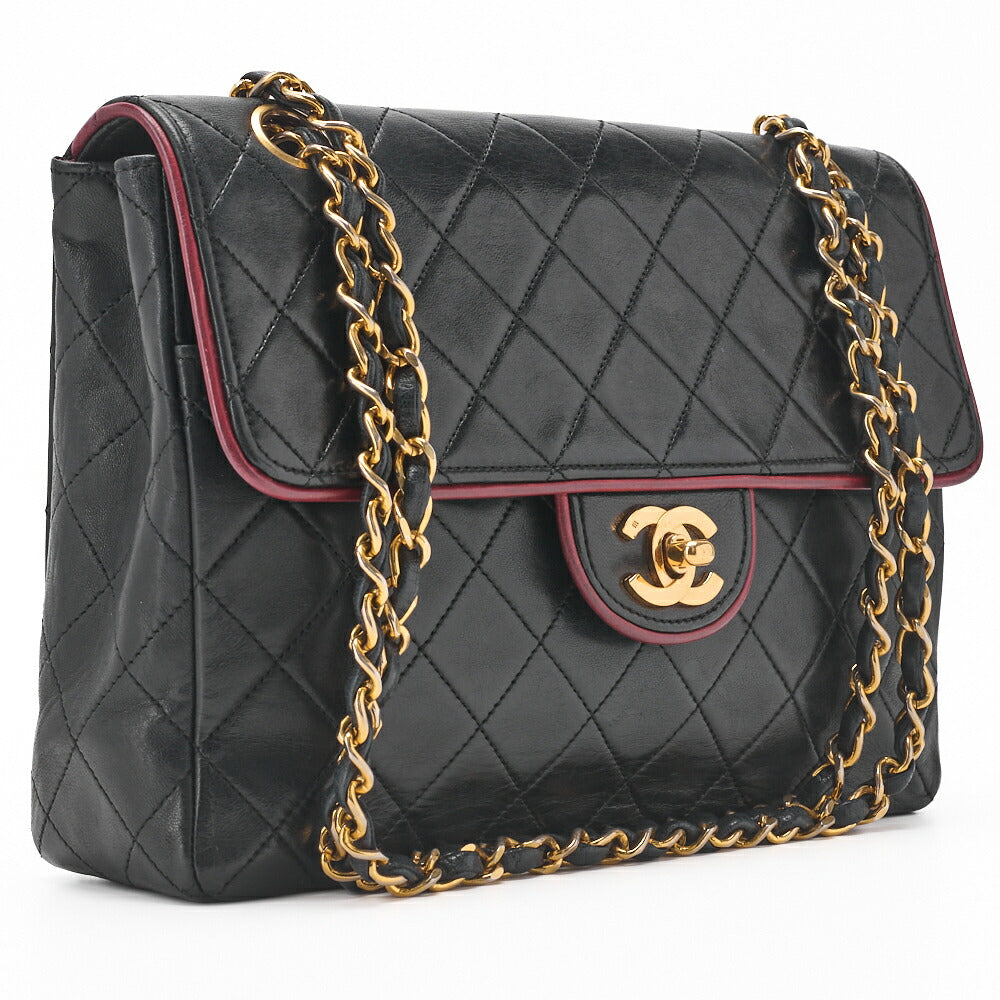 CHANEL Chain Shoulder Bag Matelasse Lambskin Bicolor Black Red Gold-Tone Hardware Pre-Owned - Vintage La Charme