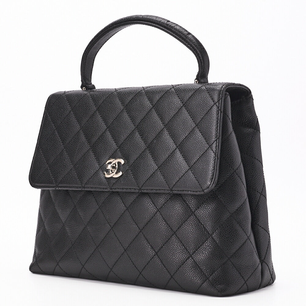 CHANEL Handbag, Matelasse, Turn Lock, Caviar Skin, Black, Silver-Tone Hardware, Pre-Owned - Vintage La Charme
