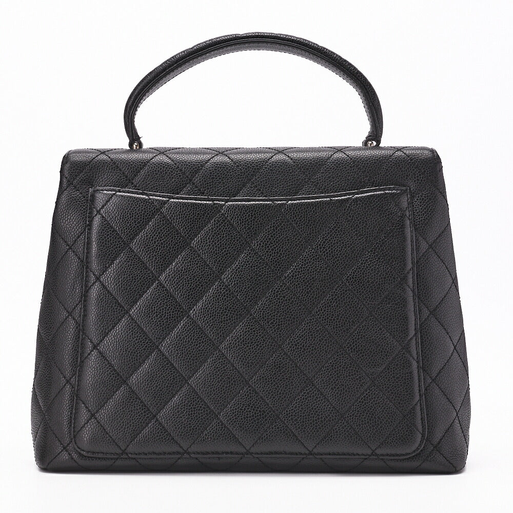 CHANEL Handbag, Matelasse, Turn Lock, Caviar Skin, Black, Silver-Tone Hardware, Pre-Owned - Vintage La Charme