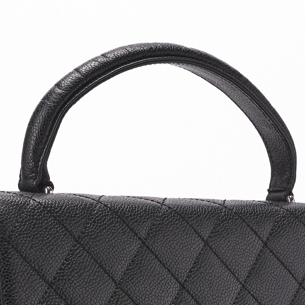CHANEL Handbag, Matelasse, Turn Lock, Caviar Skin, Black, Silver-Tone Hardware, Pre-Owned - Vintage La Charme