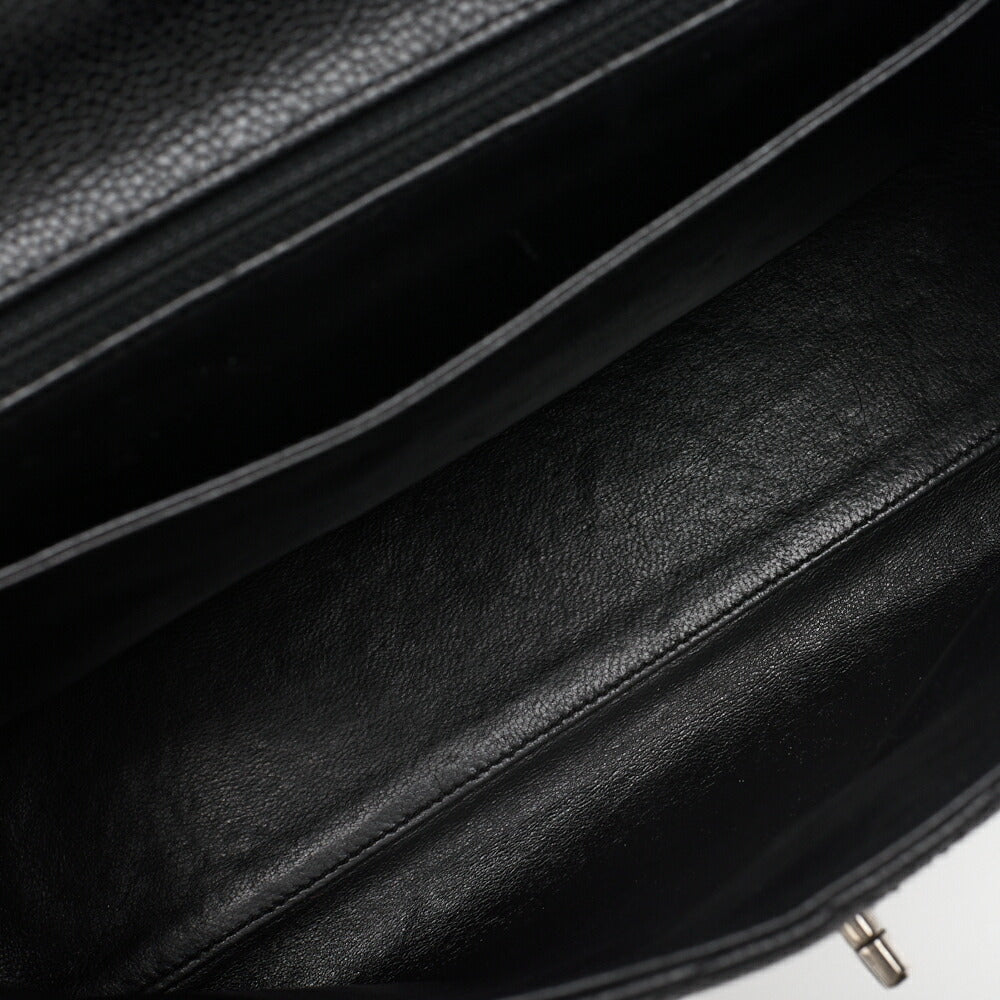 CHANEL Handbag, Matelasse, Turn Lock, Caviar Skin, Black, Silver-Tone Hardware, Pre-Owned - Vintage La Charme