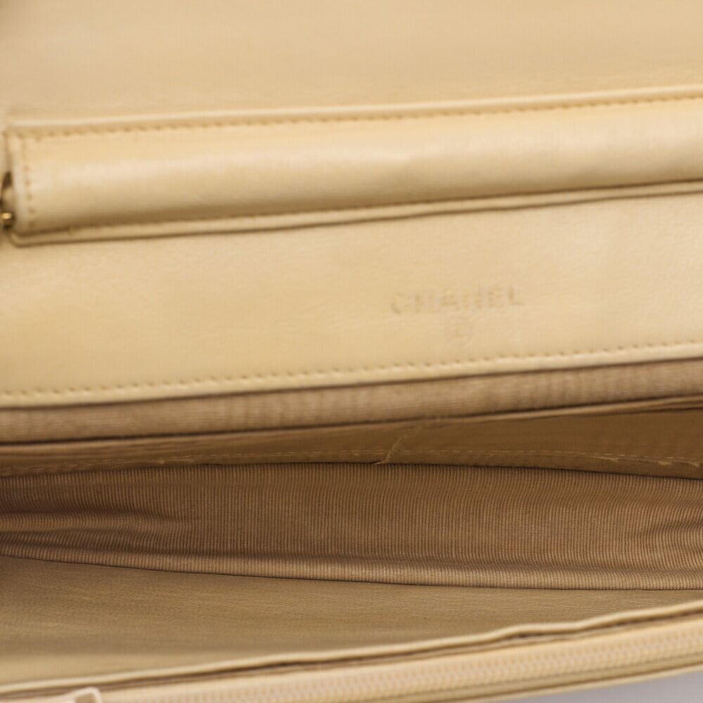 Chanel Shoulder Bag Chain Wallet Caviar Skin Beige Gold-Tone Hardware Pre-Owned - Vintage La Charme