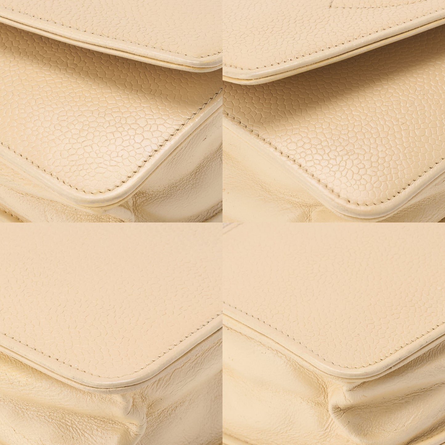 Chanel Shoulder Bag Chain Wallet Caviar Skin Beige Gold-Tone Hardware Pre-Owned - Vintage La Charme