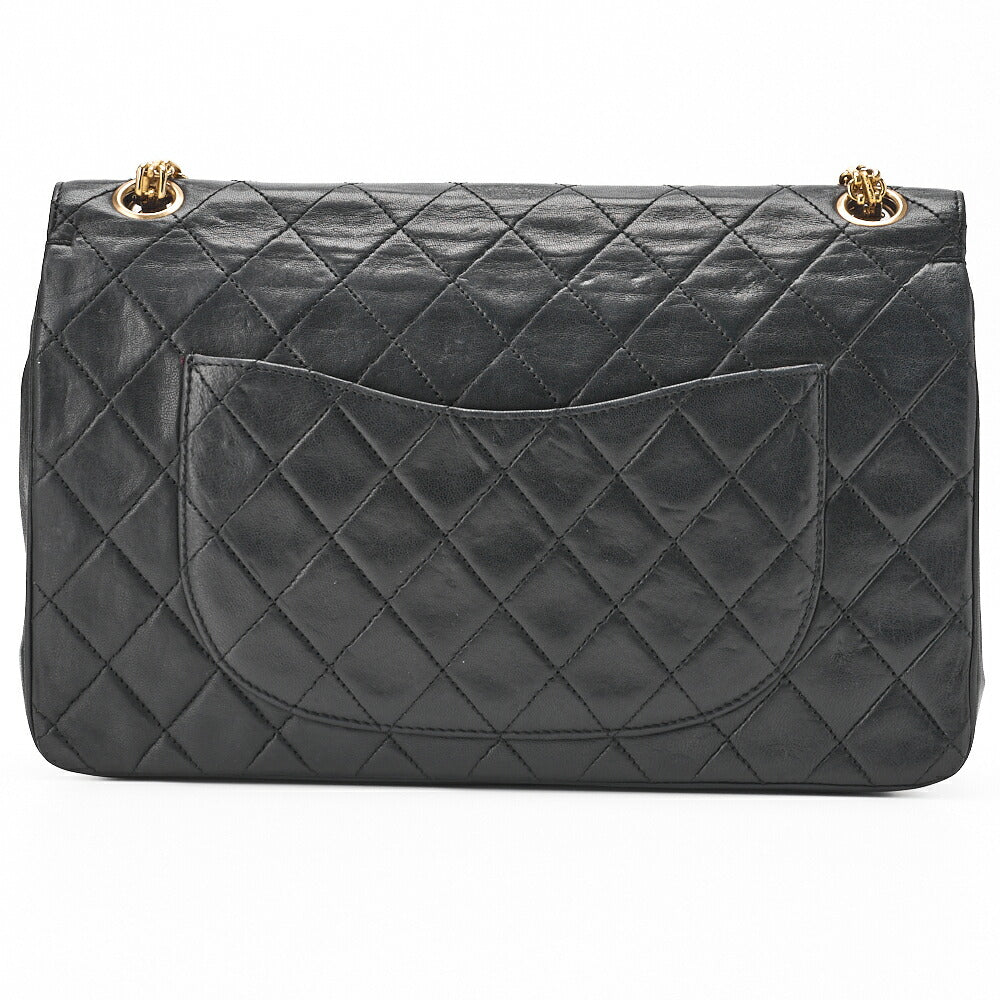 CHANEL Shoulder Bag Matelasse Double Flap Lambskin Black Gold-Tone Hardware Pre-Owned - Vintage La Charme